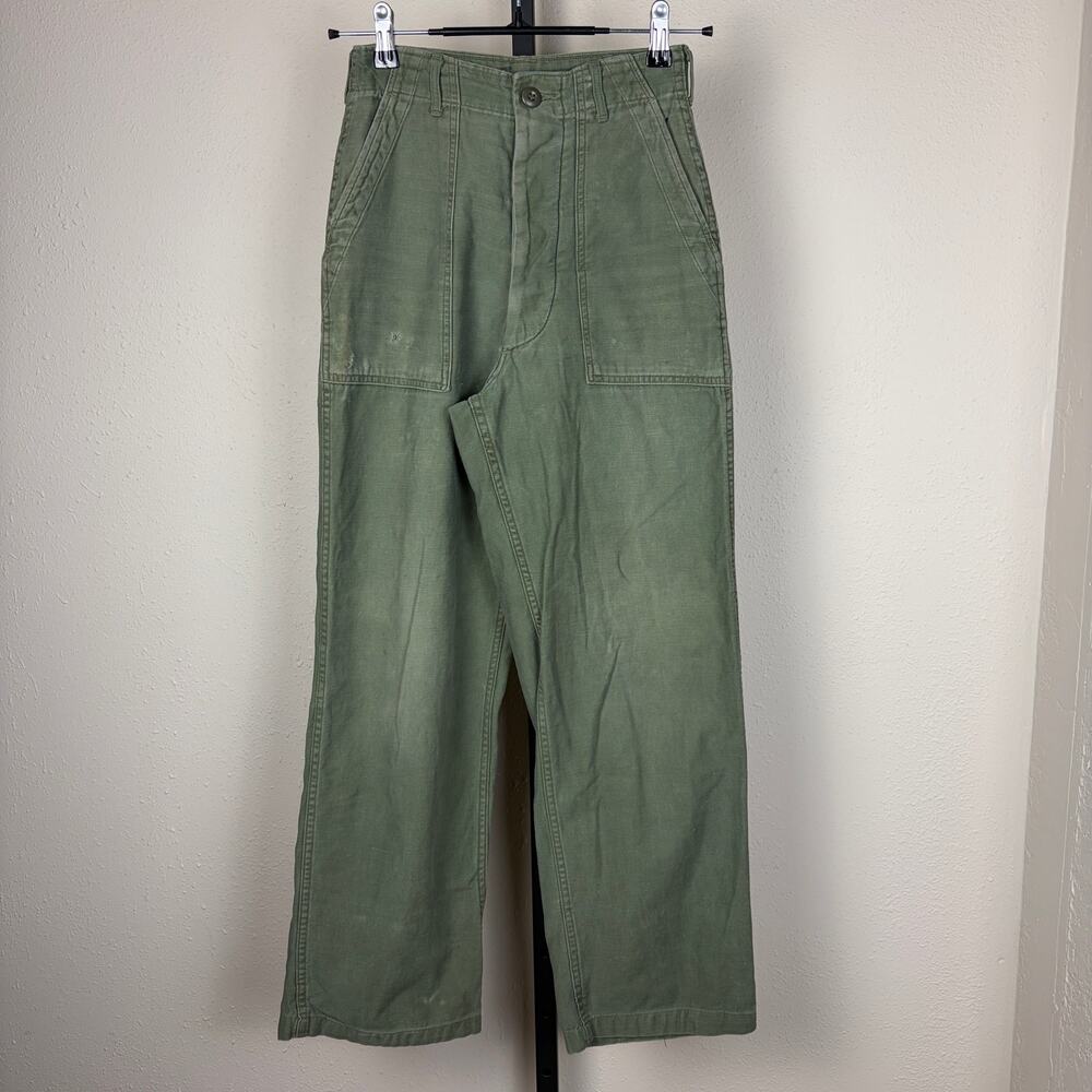 Vintage Military Fatigues OG 107 Button Fly Army Sateen Sz 24 Trousers
